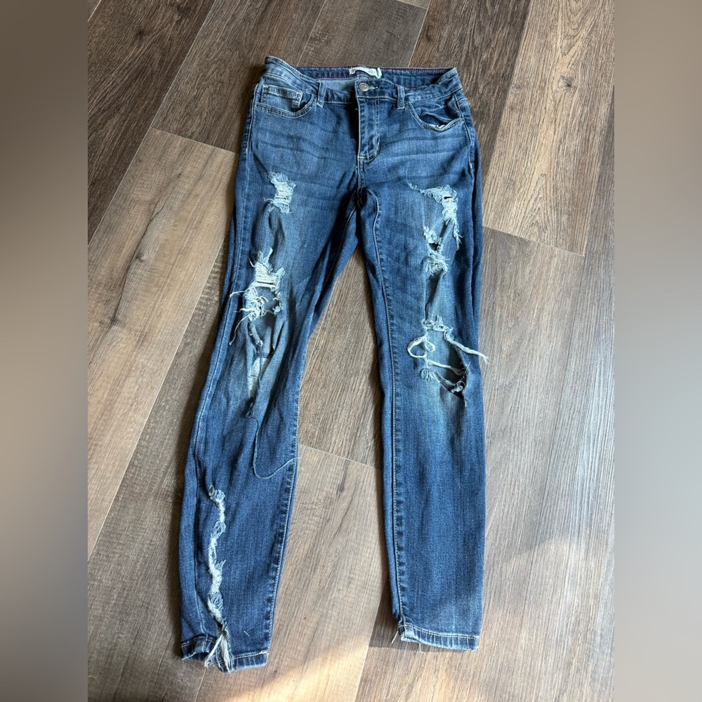 Classic Blue Distressed Skinny Jeans